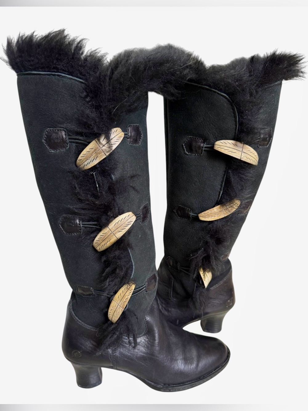 Børn Vintage Black Helga Shearling Lined Toggle Boots 7/38